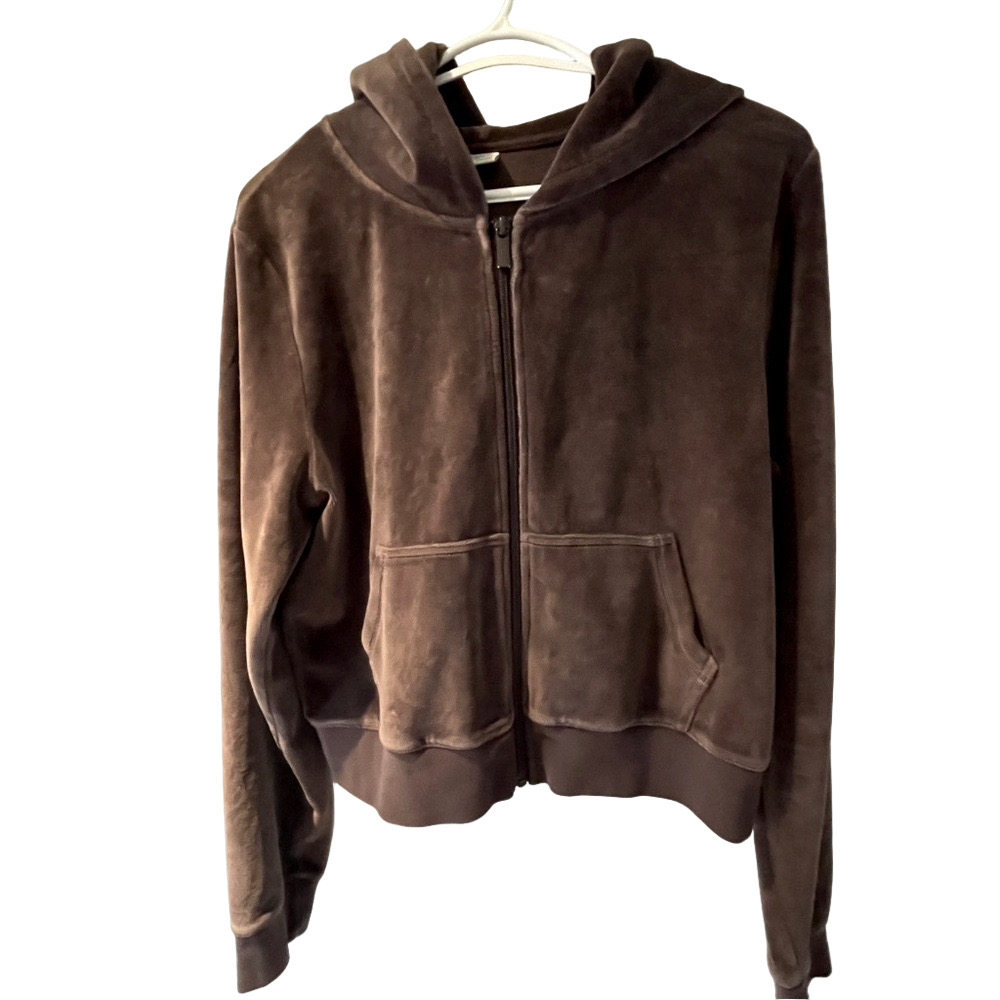 Sunday Best Brown Zip-Up Velour Hoodie